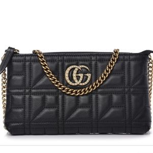 Gucci Matelasse GG Pearl Marmont Chain Black Purse